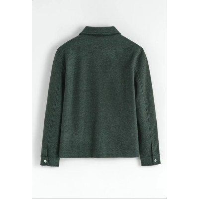Veste zippée à col classique-Vert Foncé