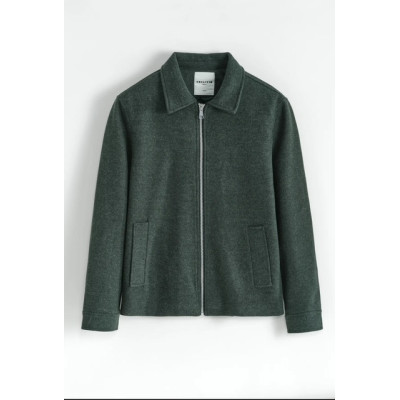 Veste zippée à col classique-Vert Foncé